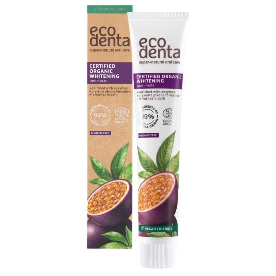 Certified organic whitening passion fruit toothpaste with enzymes 75 ml